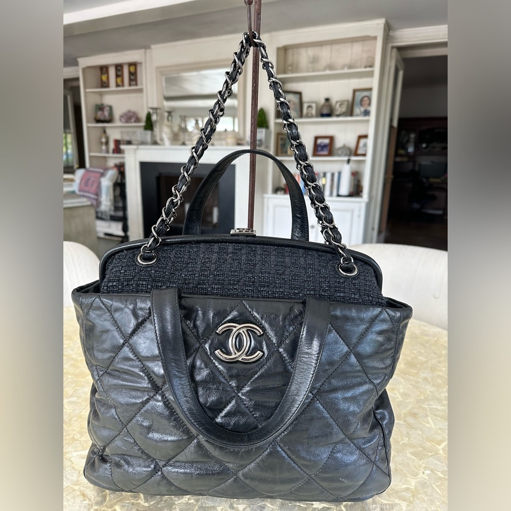 Chanel Bag Classic Original 12685052 Black Quilted Glazed Calfskin Large Monaco